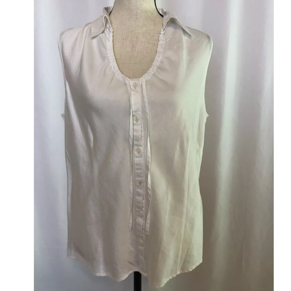 Peck & Peck Weekend Crisp White Cotton Blouse size 10